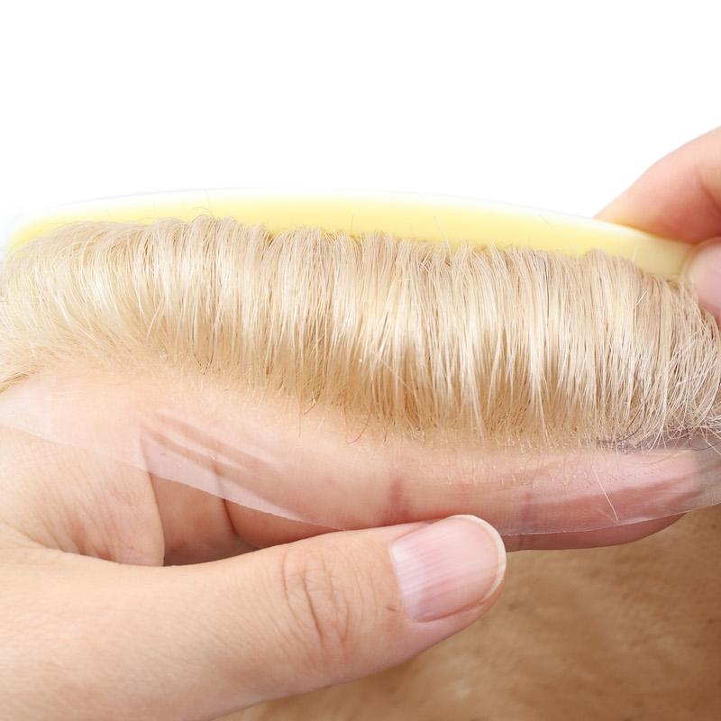 0.06mm skin thickenss stock Blonde pu skin toupees
