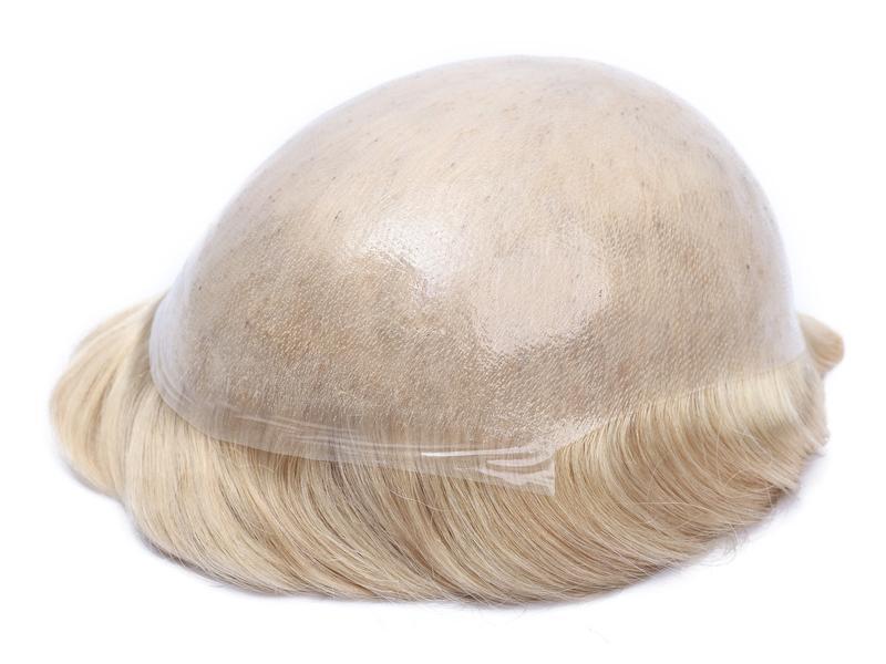 0.06mm skin thickenss stock Blonde pu skin toupees
