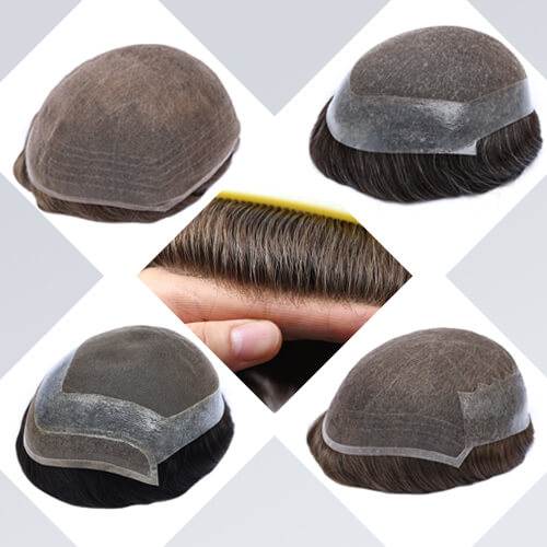 1. Lace toupee -Swiss and french lace is breathable and soft with natural hairline