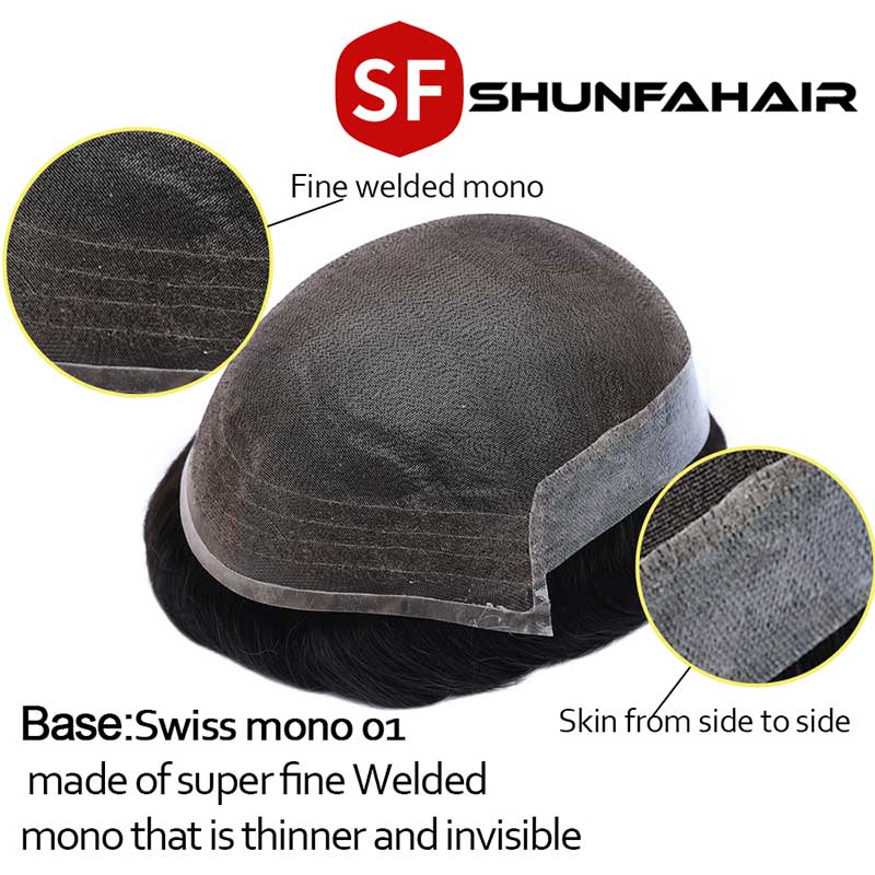 Fine Welded Mono with Skin Sides Men Hair Pieces