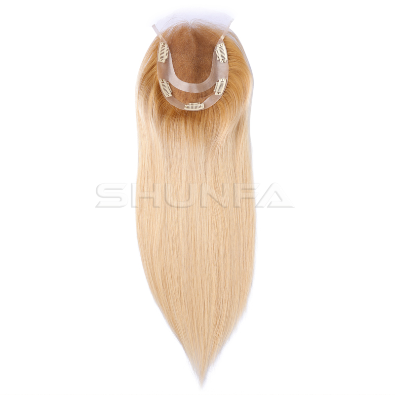 Big size Blonde color hair topper from hairfactory