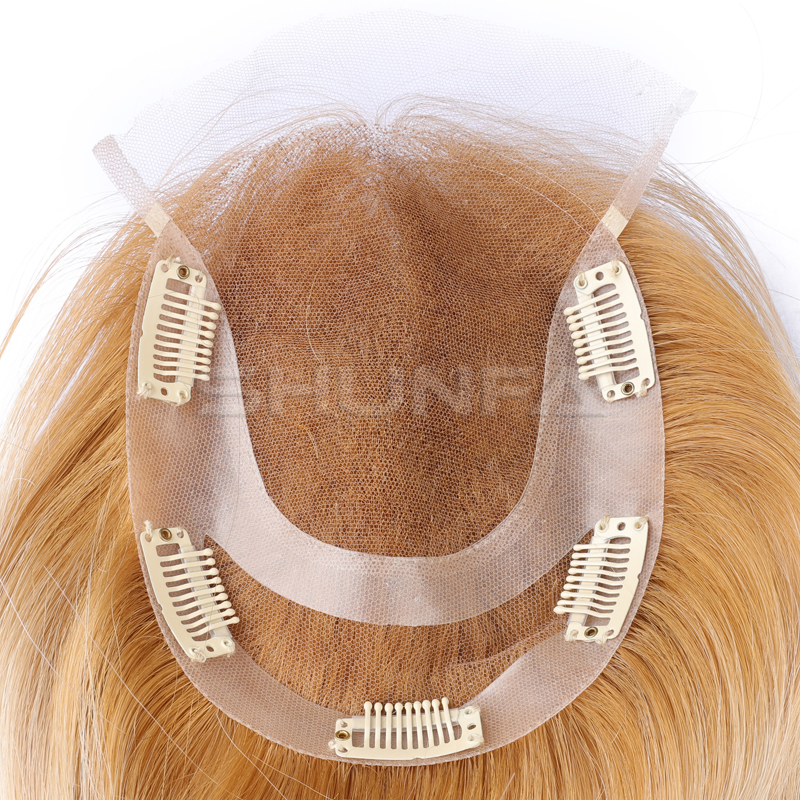 French lace with clear PU hair topper for ladies