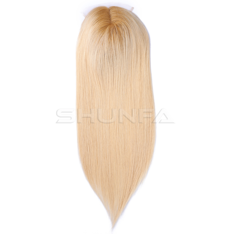 Top quality human hair Blonde color hair topper