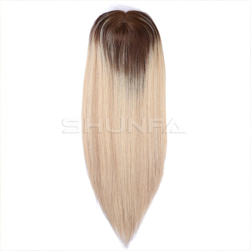 Top quality human hair Blonde color hair topper